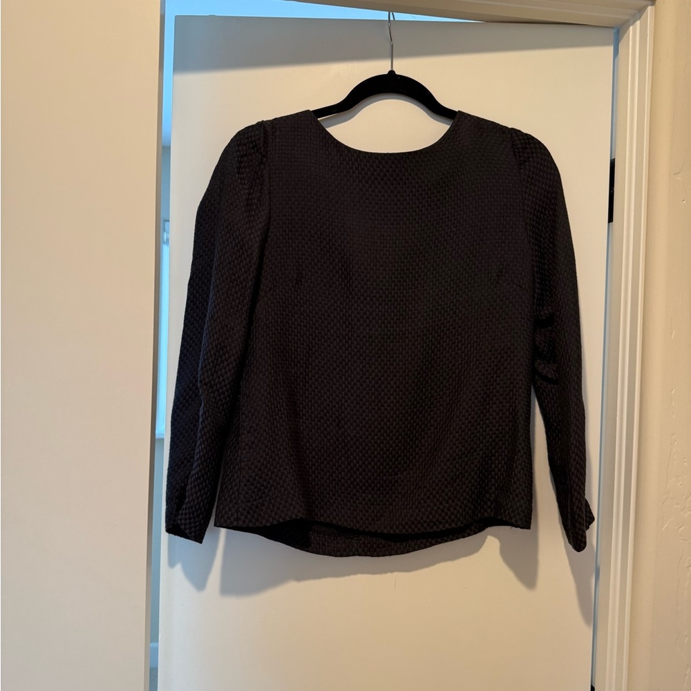 Zara Textured navy blue Blouse